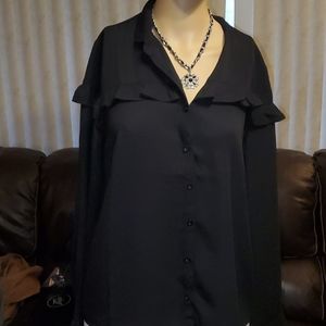 NWOT Sheer Timing black button up shirt medium